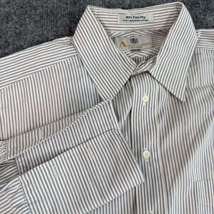 Vintage Aquascutum 80's Two-Ply Cotton Striped French Cuff Dress Shirt 15.5-35